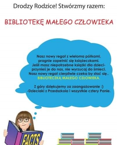 Plakat przedstawiający akcję "Biblioteczka dla przedszkola"